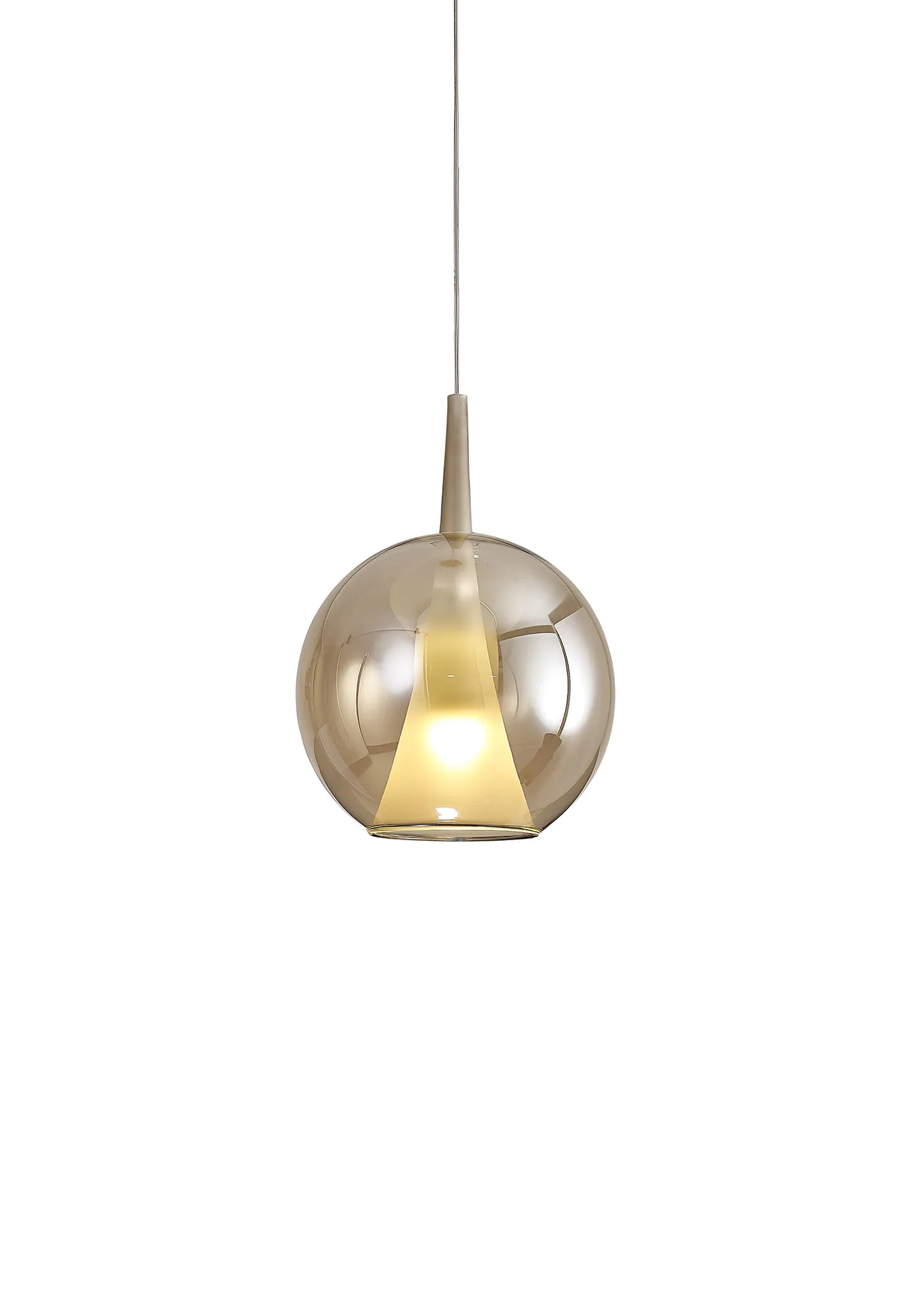 M8244  Elsa Assembly Pendant (WITHOUT PLATE) With Round Shade 1 Light Bronze Glass